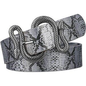 ⚡silver Snake Belt for Women Faux Leather Fashion Belt for Jeans and Dresses